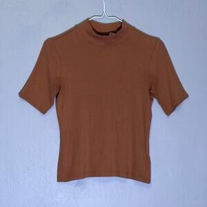 Joie, orange pima cotton mock neck top, women's Small